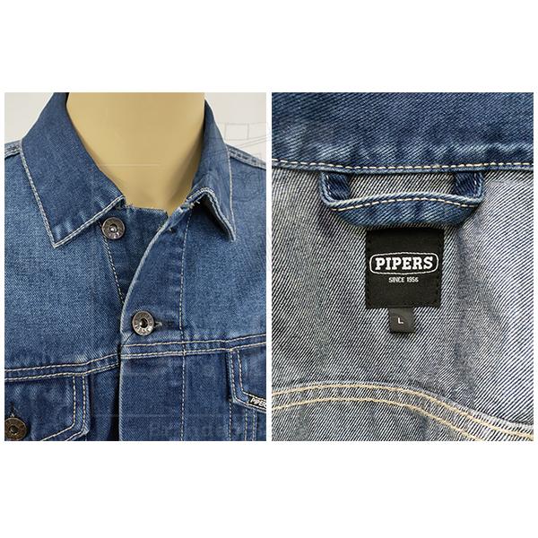 P921-45902 [ PIPERS ] ( SIZE L-2XL ) MEN'S DENIM JEANS JACKET / PLAIN CASUAL LONG SLEEVE JACKET