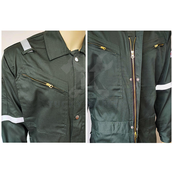 TK FRC HIGH QUALITY TK FRC FIRE RETERDANT COVERALL / SAFETY REFLECTIVE COVERALL ( READY STOCK ) DARK GREEN