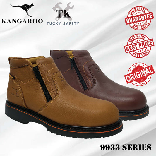 9933 SERIES - KANGAROO Original Men Safety Steel Toe Steel Plate Genuine Leather Safety Boot Original Leather Safety Boot