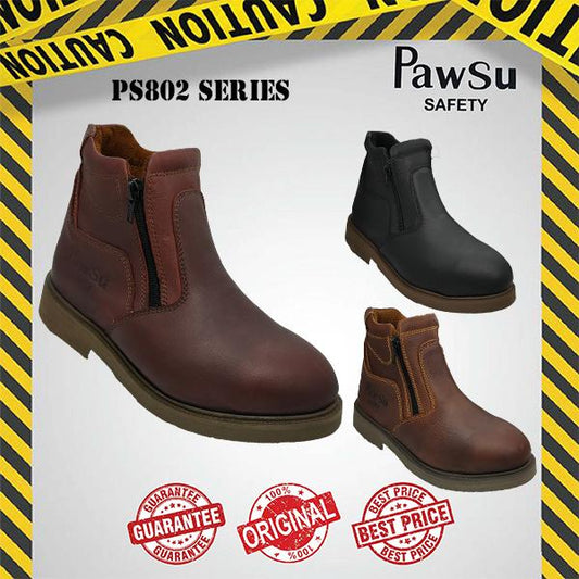 PS802 PAWSU MEN'S SAFETY BOOT / STEEL TOE PLATE HEAVY DUTY SAFETY BOOT / KASUT KERJA LELAKI ZIP-ON SAFETY SHOES