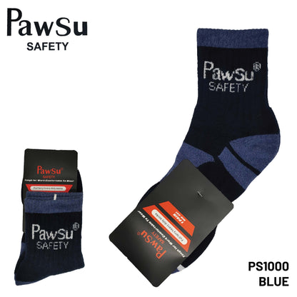 PS1000 [ PAWSU ] 1 PAIR HEAVY DUTY SAFETY MEN SOCK MID CUT STRETCHABLE HIGH QUALITY DURABLE / STOCKING KAIN TEBAL COTTON SOCK FREE SIZE