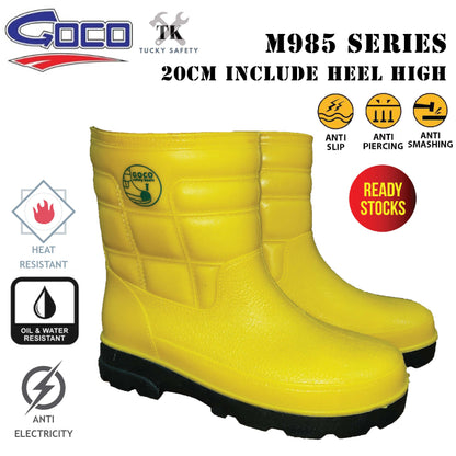 M985 - Goco Yellow Boot Kasut PVC Rubber Rain Boot Waterproof Anti-Slip Heat Resistant Oil Resistant Kasut Getah