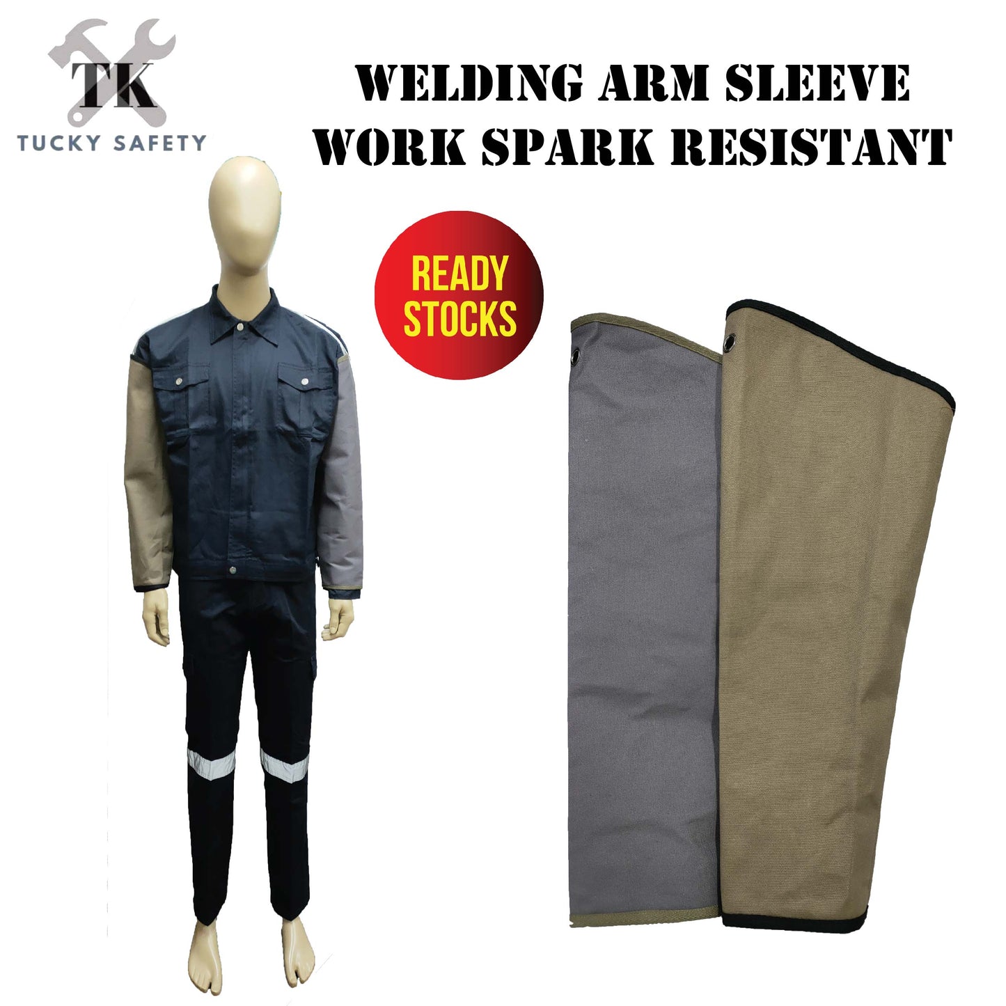 WELDING ARM SLEEVE GUARD -  WORK SPARK RESISTANT HEAT RESISTANT SPLIT READY STOCK HAND PROTECTION