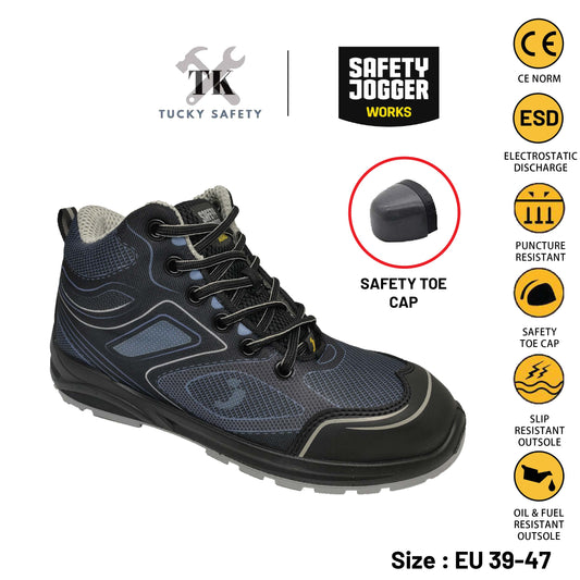 CADOR S1P MID [ SAFETY JOGGER ] S1 P SR FO ESD Sporty mid-cut ESD safety shoe with textile upper Safety Toe Cap