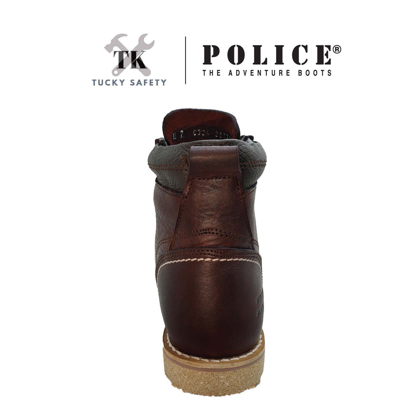 93602 Light Weight - [ POLICE ] LIGHT WEIGHT PREMIUM LEATHER MEN'S SAFETY BOOT / KASUT KERJA SAFETY BOOT LELAKI