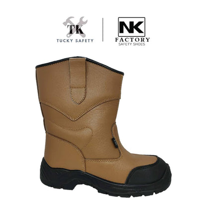 NK-2-BRW NK SAFETY SHOES STEEL TOE CAP SAFETY BOOT STEEL PLATE PU SOLE / KASUT SAFETY KERJA ARTIFICIAL LEATHER