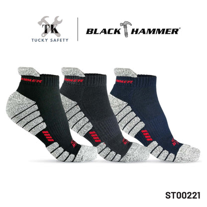 ST00221 - BLACK HAMMER Heavy Duty Sport Series Performance Low Ankle Socks Durable Comfort Cotton Sock Breathable Stokin Lelaki Kerja