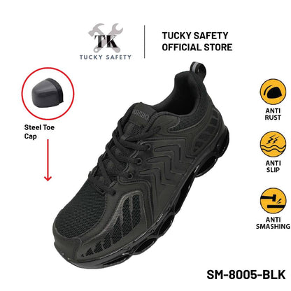 SM-8005-BLK Ultra Light Safety Shoe Men Steel Toe Cap Anti-smashing Light Weight Sport Safety Shoes Work Shoe