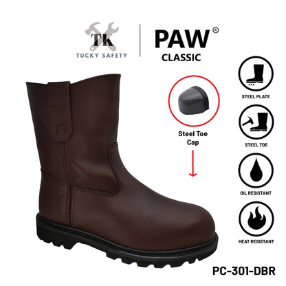 PC-301 [ PAW CLASSIC ] MEN'S HEAVY DUTY SAFETY BOOT / KASUT KERJA LELAKI SAFETY BOOT STEEL TOE STEEL PLATE SAFETY BOOT