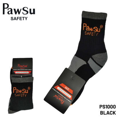 PS1000 [ PAWSU ] 1 PAIR HEAVY DUTY SAFETY MEN SOCK MID CUT STRETCHABLE HIGH QUALITY DURABLE / STOCKING KAIN TEBAL COTTON SOCK FREE SIZE