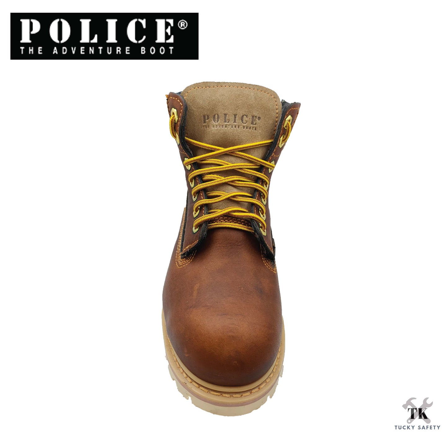 90528-K78 POLICE PREMIUM LEATHER MEN'S SAFETY BOOT / MEN'S HEAVY DUTY SAFETY BOOT / KASUT KERJA LELAKI - BROWN