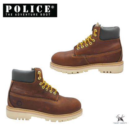 90528-K78 POLICE PREMIUM LEATHER MEN'S SAFETY BOOT / MEN'S HEAVY DUTY SAFETY BOOT / KASUT KERJA LELAKI - BROWN