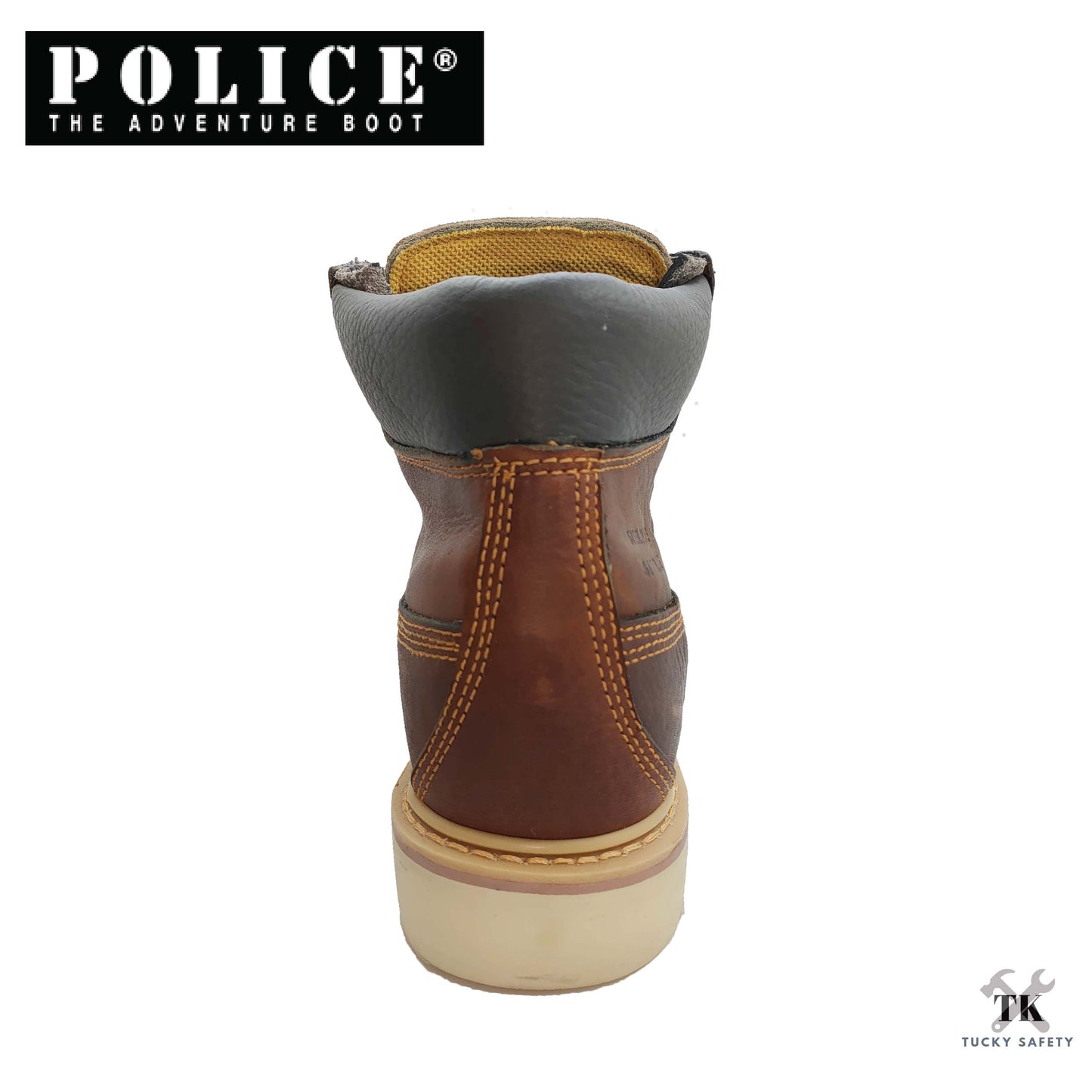 90528-K78 POLICE PREMIUM LEATHER MEN'S SAFETY BOOT / MEN'S HEAVY DUTY SAFETY BOOT / KASUT KERJA LELAKI - BROWN