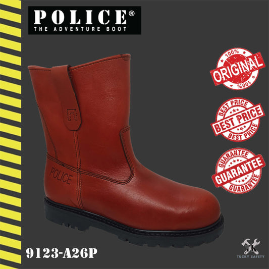 9123-A26P POLICE PREMIUM LEATHER SAFETY BOOT [ KULIT TEBAL SAFETY BOOT ]