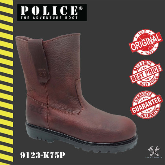 9123-K75P POLICE PREMIUM LEATHER SAFETY BOOT [ KULIT TEBAL SAFETY BOOT ]