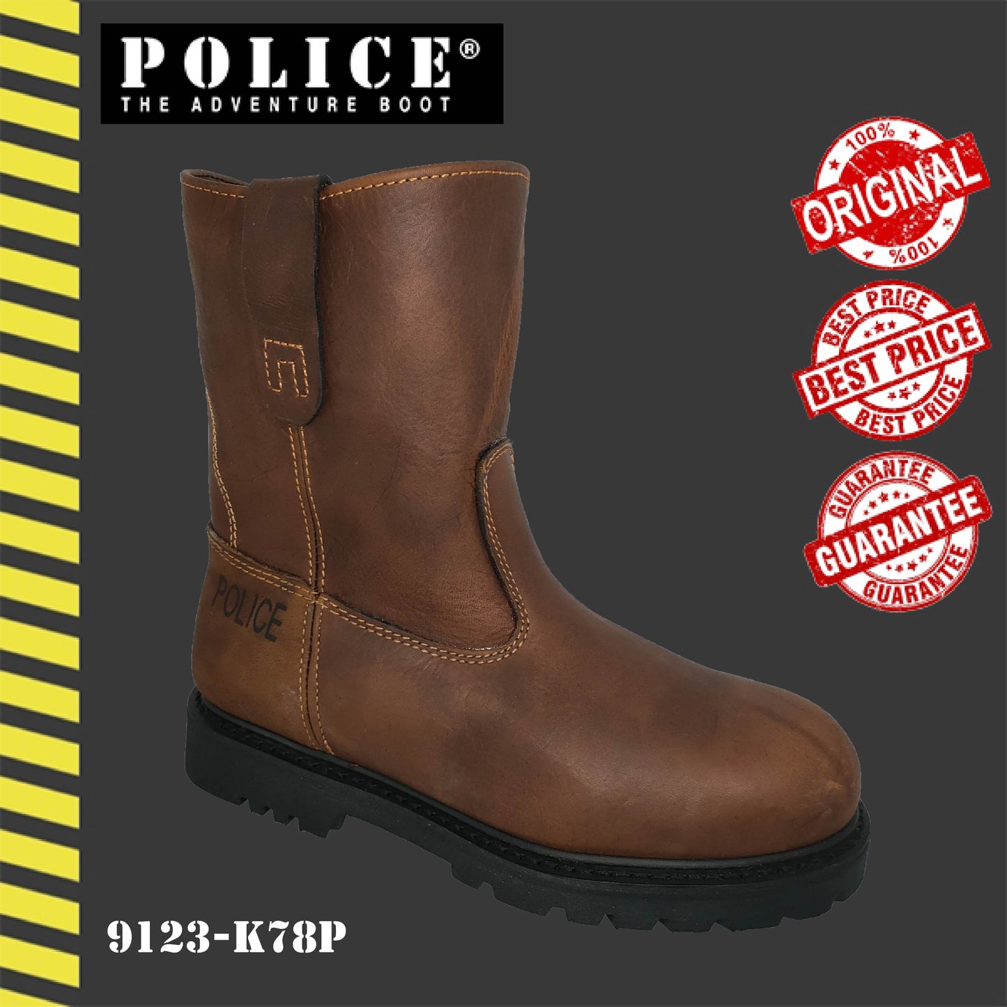 9123 Series POLICE SAFETY BOOT 9123-A23P / 9123-K78P [ KULIT TEBAL SAFETY BOOT ]