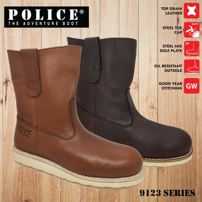 9123 White Sole  - ( SIZE 6-9 ) POLICE HEAVY DUTY HIGH CUT SAFETY BOOT / KASUT KERJA TINGGI LELAKI