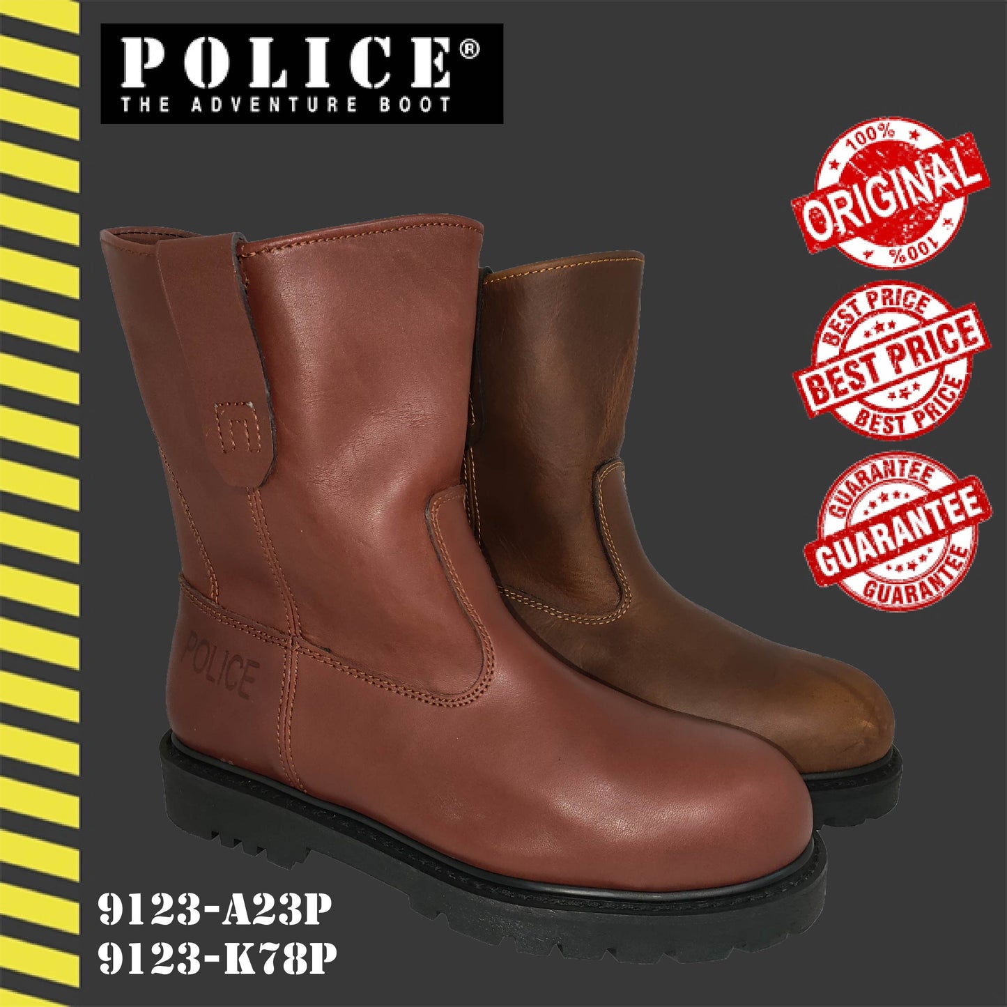 9123 Series POLICE SAFETY BOOT 9123-A23P / 9123-K78P [ KULIT TEBAL SAFETY BOOT ]