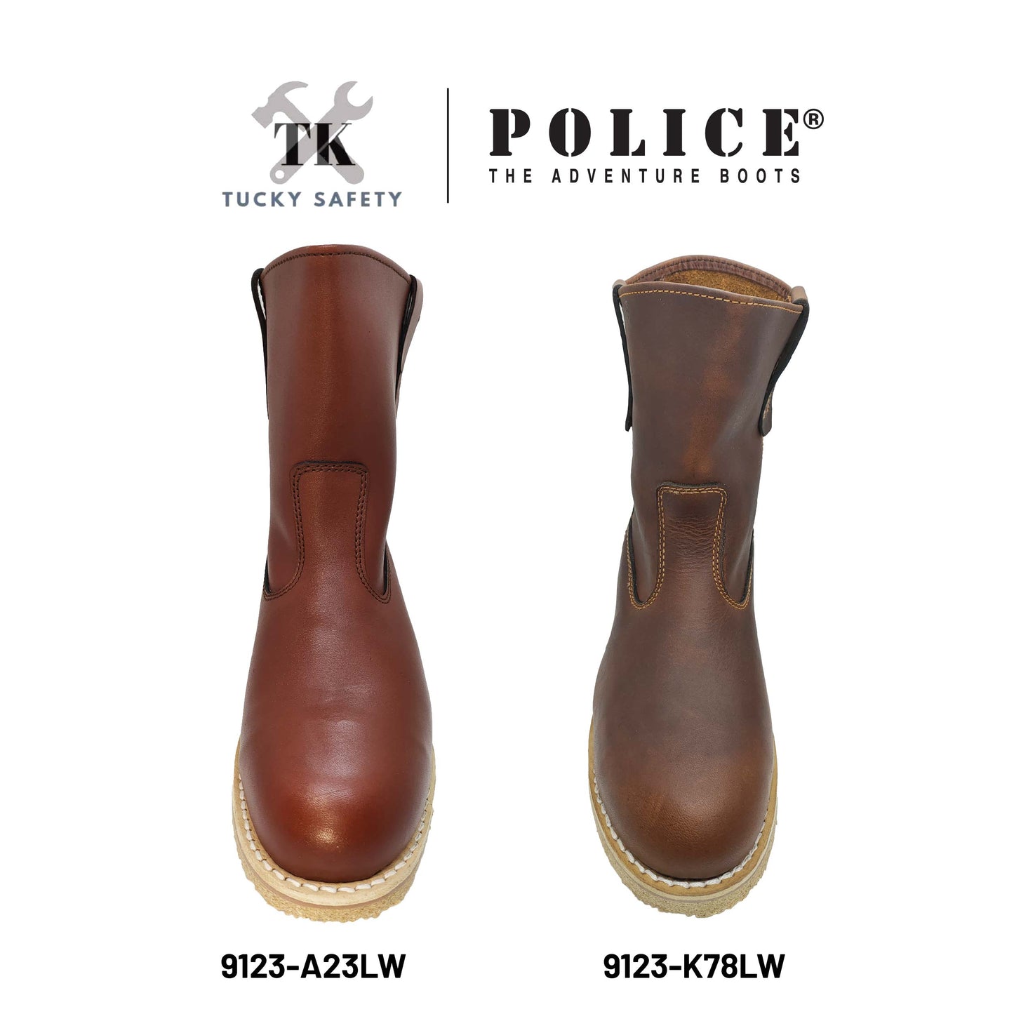 9123 Light Weight - [ POLICE ] LIGHT WEIGHT PREMIUM LEATHER MEN'S SAFETY BOOT / KASUT KERJA SAFETY BOOT LELAKI