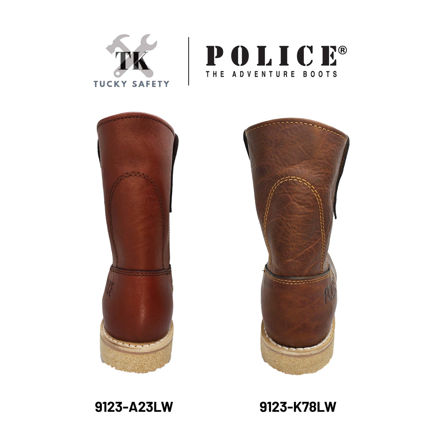 9123 Light Weight - [ POLICE ] LIGHT WEIGHT PREMIUM LEATHER MEN'S SAFETY BOOT / KASUT KERJA SAFETY BOOT LELAKI