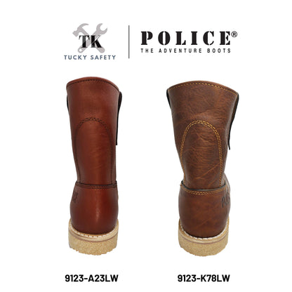 9123 Light Weight - [ POLICE ] LIGHT WEIGHT PREMIUM LEATHER MEN'S SAFETY BOOT / KASUT KERJA SAFETY BOOT LELAKI