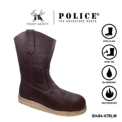 91494-K75LW POLICE MEN SAFETY BOOT / MEN'S HEAVY DUTY SAFETY BOOT / KASUT KERJA SAFETY BOOT LELAKI