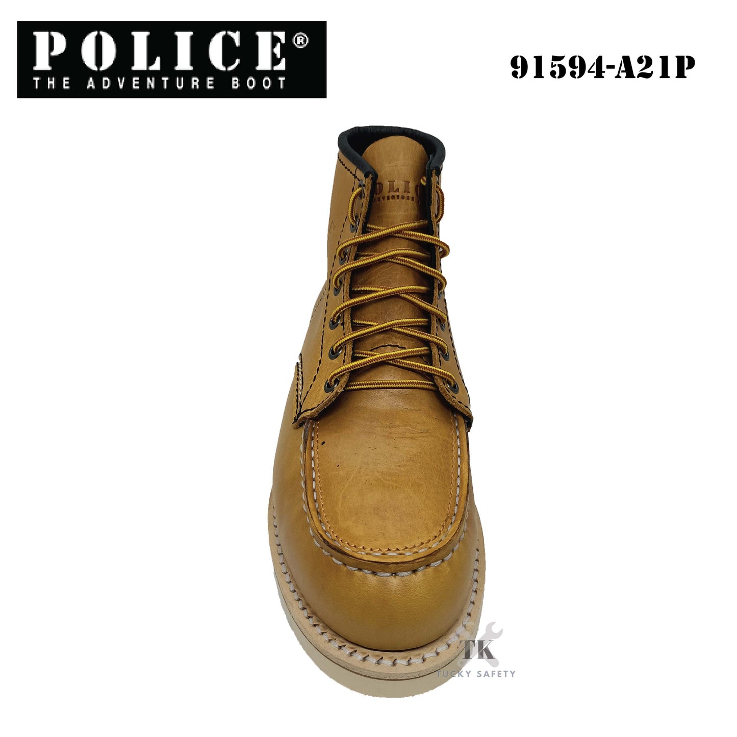 91594-A21P POLICE PREMIUM LEATHER MEN SAFETY BOOT / MEN'S HEAVY DUTY SAFETY BOOT / KASUT KERJA LELAKI 91594 SERIES