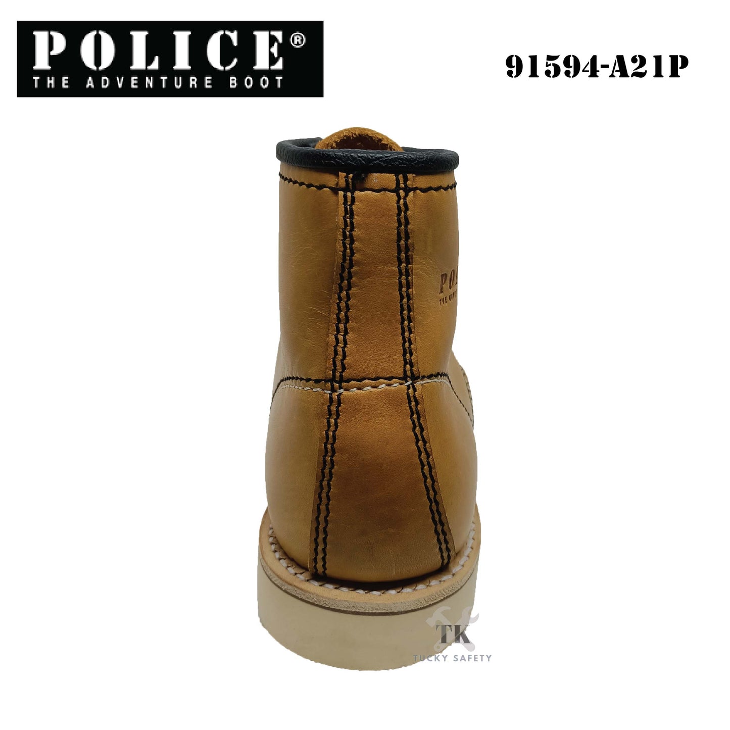 91594-A21P POLICE PREMIUM LEATHER MEN SAFETY BOOT / MEN'S HEAVY DUTY SAFETY BOOT / KASUT KERJA LELAKI 91594 SERIES