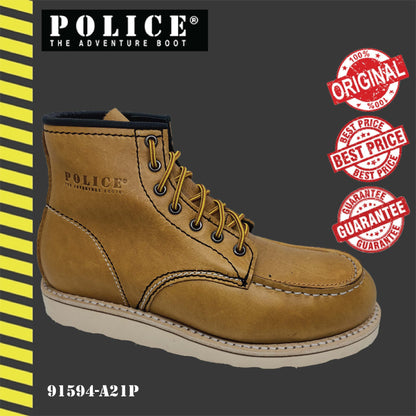 91594-A21P POLICE PREMIUM LEATHER MEN SAFETY BOOT / MEN'S HEAVY DUTY SAFETY BOOT / KASUT KERJA LELAKI 91594 SERIES