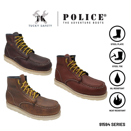 91594 SERIES POLICE MEN SAFETY BOOT / MEN'S HEAVY DUTY SAFETY BOOT / KASUT KERJA SAFETY BOOT LELAKI