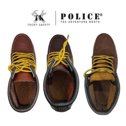 91594 Light Weight - [ POLICE ] LIGHT WEIGHT PREMIUM LEATHER MEN'S SAFETY BOOT / KASUT KERJA SAFETY BOOT LELAKI