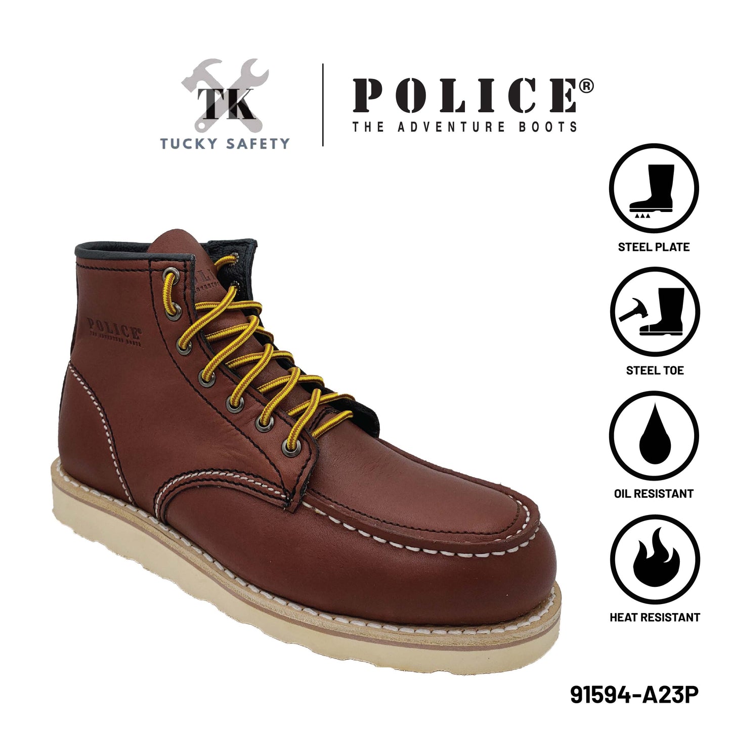 91594 SERIES POLICE MEN SAFETY BOOT / MEN'S HEAVY DUTY SAFETY BOOT / KASUT KERJA SAFETY BOOT LELAKI