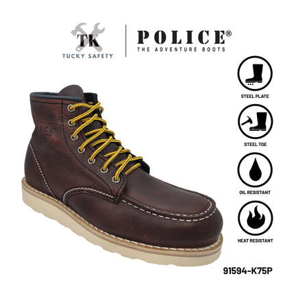 91594 SERIES POLICE MEN SAFETY BOOT / MEN'S HEAVY DUTY SAFETY BOOT / KASUT KERJA SAFETY BOOT LELAKI