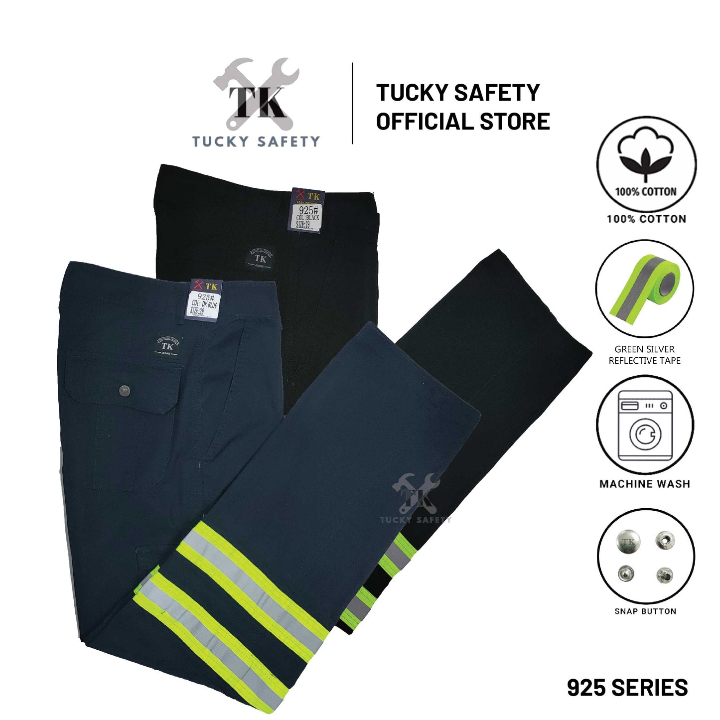 925 SERIES ( SIZE 28-50 ) MEN'S GREEN REFLECTIVE WORKING PANTS STRAIGHT CUT / CARGO PANTS / SELUAR KERJA LELAKI 反光带工作裤