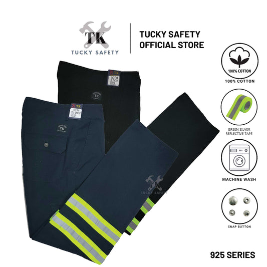 925 SERIES ( SIZE 28-50 ) MEN'S GREEN REFLECTIVE WORKING PANTS STRAIGHT CUT / CARGO PANTS / SELUAR KERJA LELAKI 反光带工作裤