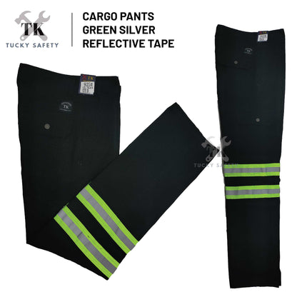 925 SERIES ( SIZE 28-50 ) MEN'S GREEN REFLECTIVE WORKING PANTS STRAIGHT CUT / CARGO PANTS / SELUAR KERJA LELAKI 反光带工作裤