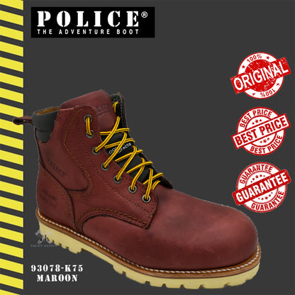 93078 SERIES POLICE PREMIUM LEATHER MEN'S SAFETY BOOT / MEN'S HEAVY DUTY SAFETY BOOT / KASUT LELAKI