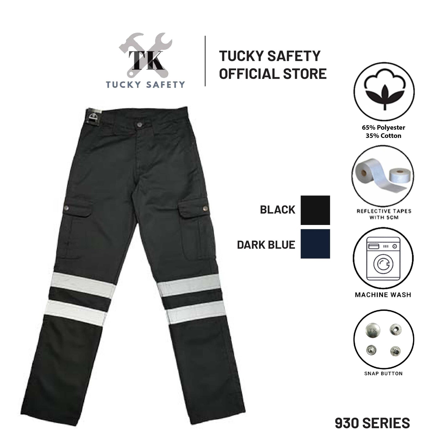 930 SERIES ( DOUBLE LINE ) MEN'S REFLECTIVE LINE TWO LINE WORKING PANTS STRAIGHT CUT / CARGO PANTS / SELUAR KERJA LELAKI