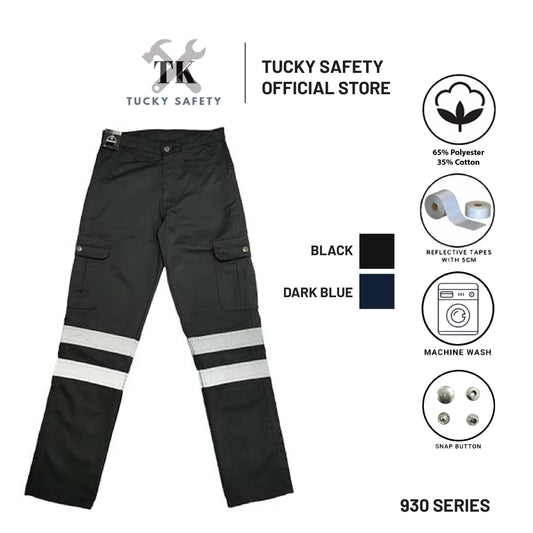 930 SERIES ( DOUBLE LINE ) MEN'S REFLECTIVE LINE TWO LINE WORKING PANTS STRAIGHT CUT / CARGO PANTS / SELUAR KERJA LELAKI