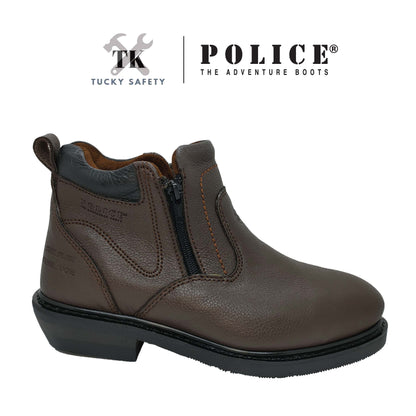 93201 SERIES POLICE PREMIUM LEATHER SAFETY BOOT MEN'S HEAVY DUTY SAFETY BOOT KASUT KERJA BOOT LELAKI ZIP BOOT