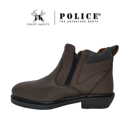 93201 SERIES POLICE PREMIUM LEATHER SAFETY BOOT MEN'S HEAVY DUTY SAFETY BOOT KASUT KERJA BOOT LELAKI ZIP BOOT