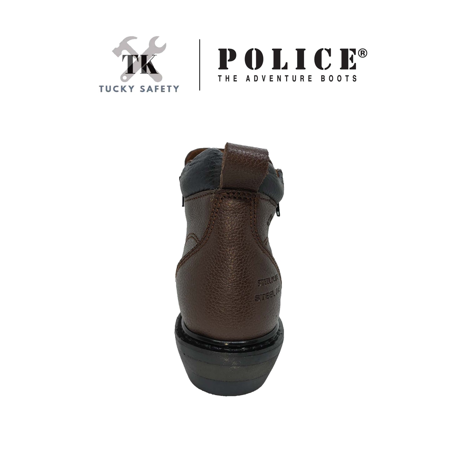 93201 SERIES POLICE PREMIUM LEATHER SAFETY BOOT MEN'S HEAVY DUTY SAFETY BOOT KASUT KERJA BOOT LELAKI ZIP BOOT