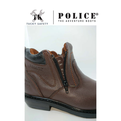 93201 SERIES POLICE PREMIUM LEATHER SAFETY BOOT MEN'S HEAVY DUTY SAFETY BOOT KASUT KERJA BOOT LELAKI ZIP BOOT