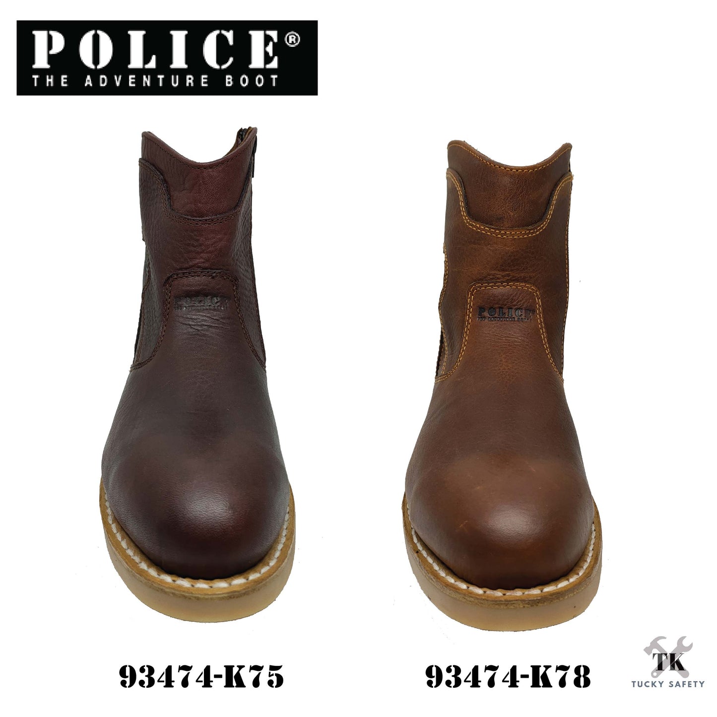 93474 SERIES - POLICE PREMIUM LEATHER MEN SAFETY BOOT 93474 / MEN'S HEAVY DUTY SAFETY BOOT / KASUT KERJA LELAKI STEEL PLATE STEEL TOE