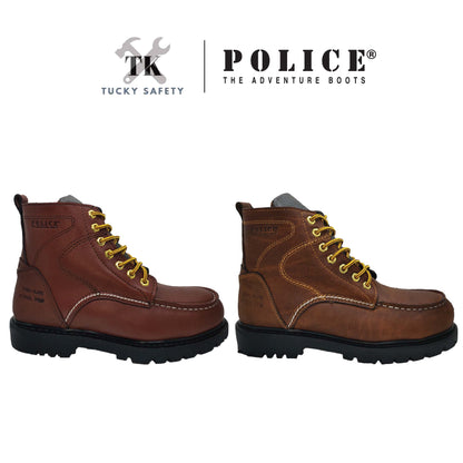 93531 SERIES POLICE PREMIUM LEATHER SAFETY BOOT MEN'S HEAVY DUTY SAFETY BOOT KASUT KERJA BOOT LELAKI LACE UP BOOT