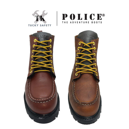 93531 SERIES POLICE PREMIUM LEATHER SAFETY BOOT MEN'S HEAVY DUTY SAFETY BOOT KASUT KERJA BOOT LELAKI LACE UP BOOT