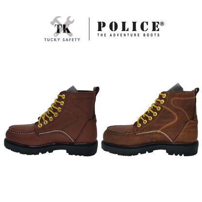 93531 SERIES POLICE PREMIUM LEATHER SAFETY BOOT MEN'S HEAVY DUTY SAFETY BOOT KASUT KERJA BOOT LELAKI LACE UP BOOT