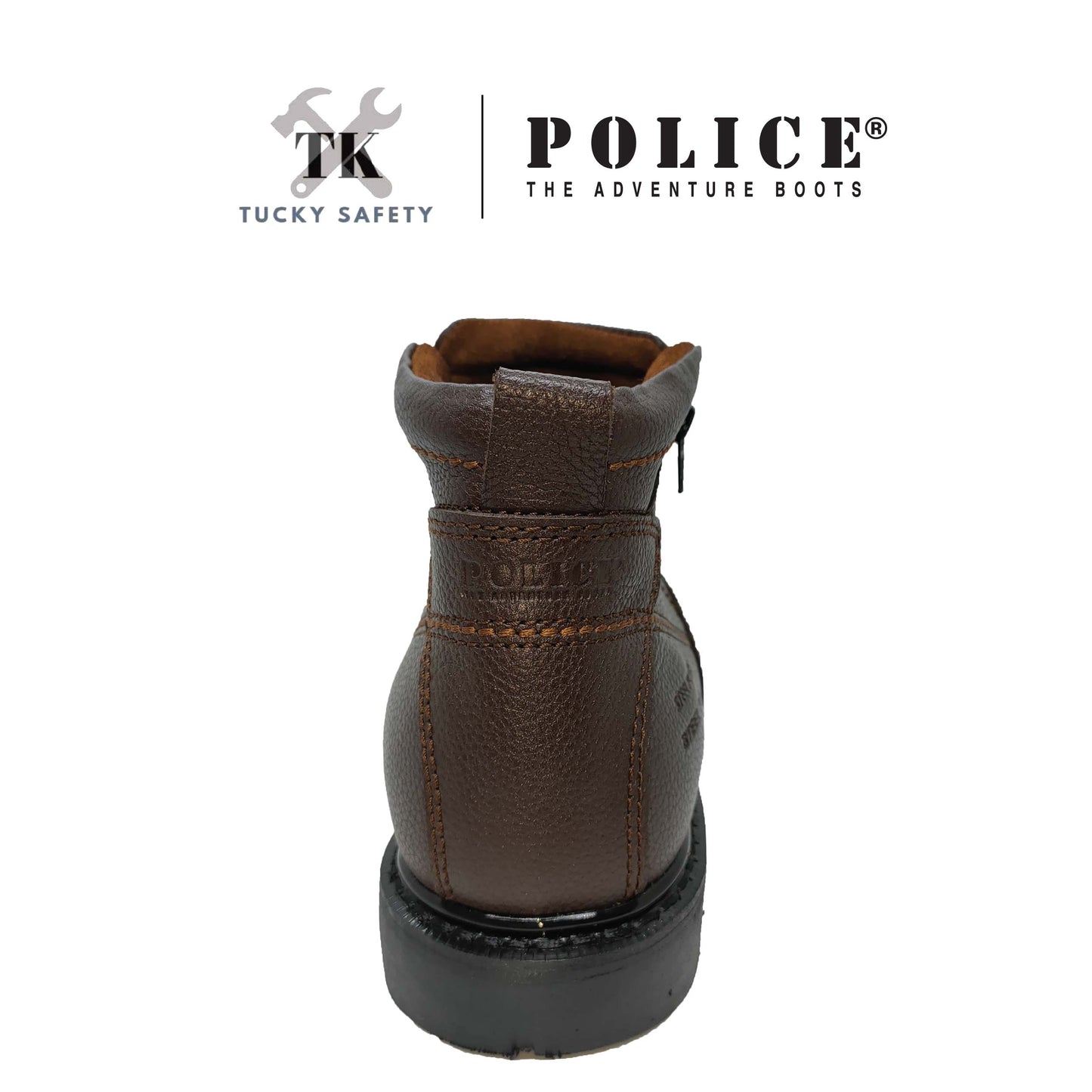 93582 SERIES POLICE PREMIUM LEATHER SAFETY BOOT MEN'S HEAVY DUTY SAFETY BOOT KASUT KERJA BOOT LELAKI ZIP BOOT