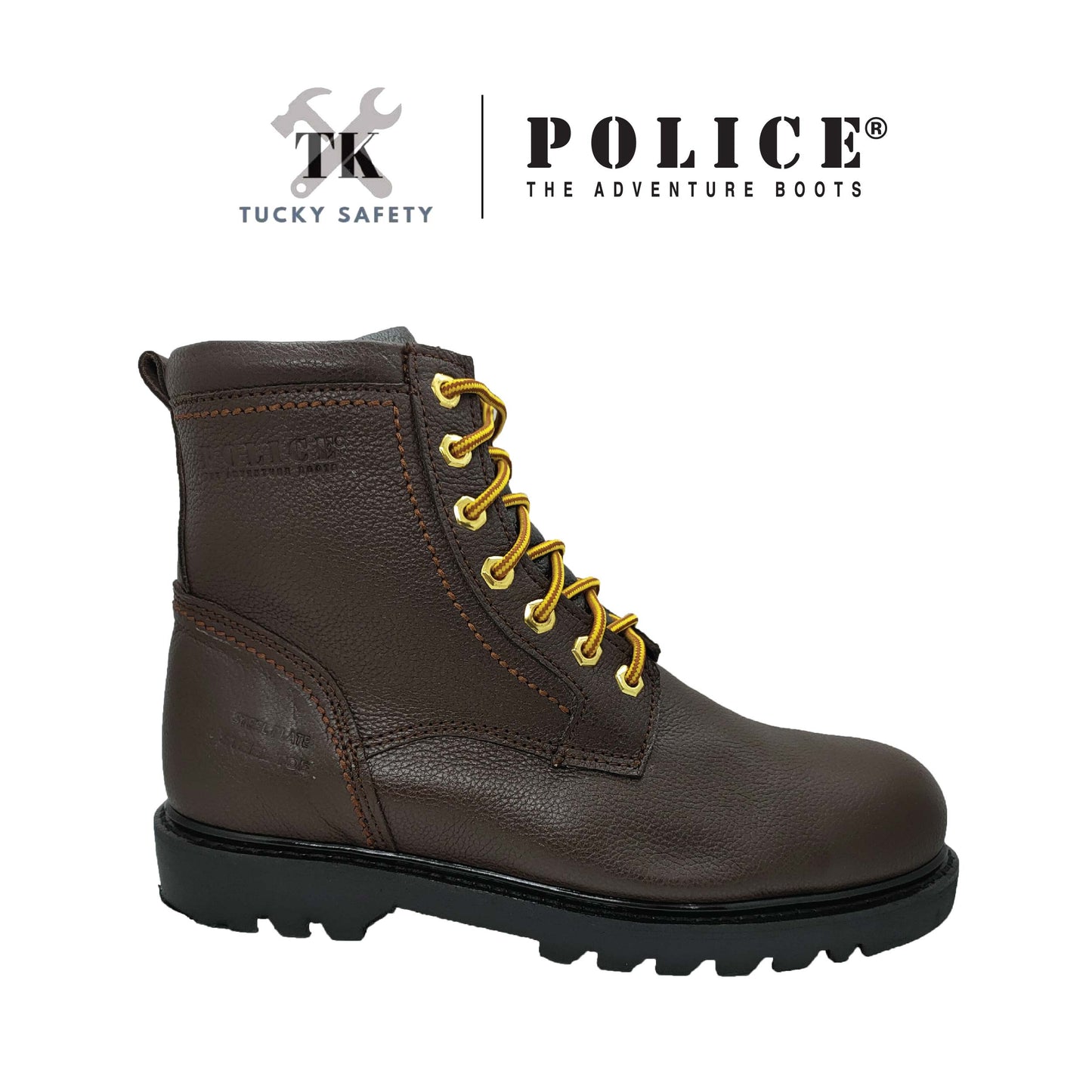 93583 SERIES POLICE PREMIUM LEATHER SAFETY BOOT MEN'S HEAVY DUTY SAFETY BOOT KASUT KERJA BOOT LELAKI LACE UP BOOT