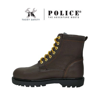 93583 SERIES POLICE PREMIUM LEATHER SAFETY BOOT MEN'S HEAVY DUTY SAFETY BOOT KASUT KERJA BOOT LELAKI LACE UP BOOT